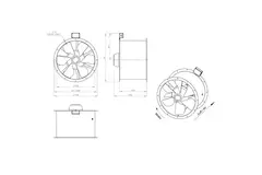 Ventilador axial de humos canalizado de 630 mm F400 - AL 630 D84U F4 01 CFG
