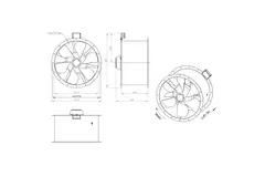Ventilador de gases de combustión canalizado axial de 710 mm F400 - AL 710 D6 F4 01 CFG