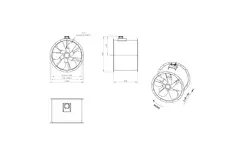 Ventilador de conducto axial de 800 mm para gases de combustión F400 - AL 800 D4 F4 02 CFG
