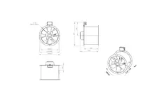 Ventilador de gases de combustión canalizado axial de 450 mm F400 - AL 450 D42U F4 01 CFG