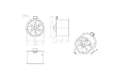 Ventilador de conducto axial de 560 mm para gases de combustión F400 - AL 560 D84U F4 02 CFG