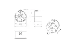 Ventilador de gases de combustión canalizado axial de 900 mm F400 - AL 900 D4 F4 02 CFG