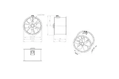 Ventilador de gases de combustión canalizado axial de 900 mm F400 - AL 900 D84U F4 01 CFG