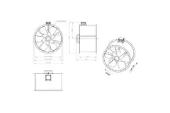 Ventilador de conducto axial de 1000 mm para gases de combustión F400 - AL 1000 D4 F4 01 CFG