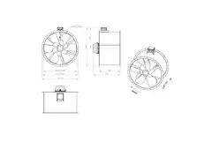 Ventilador de conducto axial de 1000 mm para gases de combustión F400 - AL 1000 D4 F4 02 CFG