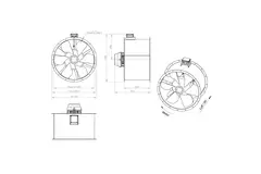 Ventilador de conducto axial de 1000 mm para gases de combustión F400 - AL 1000 D4 F4 04 CFG