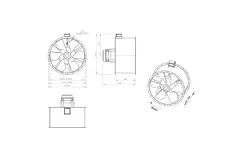 Ventilador de conducto axial de 1250 mm para gases de combustión F300- AL 1250 D6 F3 06 CFG