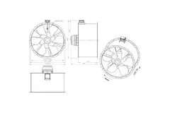 Ventilador de conducto axial de 1250 mm para gases de combustión F400 - AL 1250 D6 F4 03 CFG