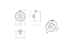 Ventilador de gases de combustión canalizado axial de 1120 mm F300- AL 1120 D6 F3 05 CFG