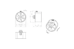 Ventilador de gases de combustión canalizado axial de 1120 mm F400 - AL 1120 D6 F4 05 CFG