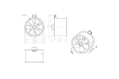 Ventilador de conducto de humos axial de 630 mm F300- AL 630 D84U F3 01 CFG