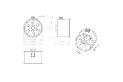 Ventilador de gases de combustión canalizado axial de 900 mm F400 - AL 900 D84U F4 02 CFG