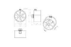 Ventilador de conducto axial de 1000 mm para gases de combustión F400 - AL 1000 D84U F4 02 CFG
