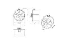 Ventilador de conducto axial de 1000 mm para gases de combustión F400 - AL 1000 D84U F4 03 CFG
