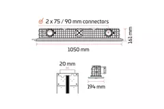 Difusor de ranura sin marco Ergovent 1050 mm con diámetro de conexión de 75 mm - modular - 1 ranura