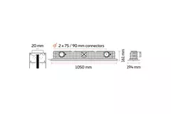 Difusor de ranura sin marco Ergovent 1050 mm con diámetro de conexión 90 mm - modular - 1 ranura
