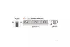 Rejilla Ergovent sin marco de 1000 mm con diámetro de conexión de 90 mm - estándar