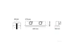 Difusor de ranura sin marco Ergovent 600 mm con diámetro de conexión 75 mm - perfil