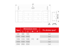 Rejilla lineal de aluminio con 2 láminas de patrón ajustables – 1250 mm – RAL 9016 + plenum aislado acústicamente con válvula reguladora de caudal de aire