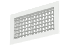 Rejilla mural doble regulable de aluminio con compuerta de regulación - con muelles de fricción - 600x300 mm - RAL 9016