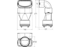 Ubbink Air Excellent 48C - 55SC curva reductor 90° - vertical