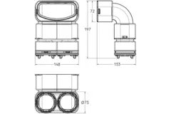 Ubbink Air Excellent 2x 23C - 55SC curva reductor 90° - vertical