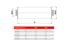 Silenciador Spiro-SAFE premium diámetro 450 mm - longitud 900 mm con núcleo (100 mm de aislamiento) sin conexiones enchufables