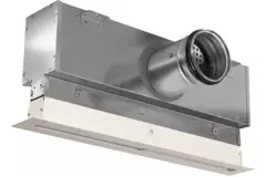 Rejilla lineal de aluminio con 1 lámina de distribución ajustable – 1000 mm – RAL 9010 + cámara de aislamiento acústico con válvula reguladora de caudal de aire