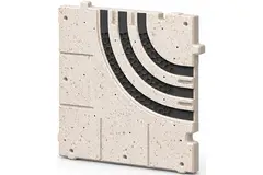 Pieza angular curvada Ergovent para rejillas lineales modulares encajables con 3 ranuras