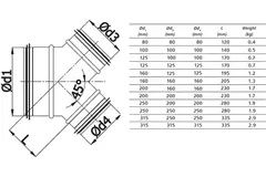 Pieza en Y 45º Ø 80 mm - Ø 80 mm para tubos helicoidales