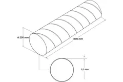 Tubo helicoidal Ø 250mm longitud 1,5 metros - Galvanizado