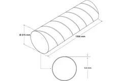 Tubo helicoidal Ø 315mm longitud 1,5 metros - Galvanizado