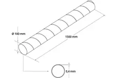 Tubo helicoidal Ø 100mm longitud 1,5 metros - Galvanizado