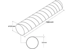 Tubo helicoidal Ø 125mm longitud 1,5 metros - Galvanizado