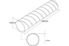 Tubo espiral de Ø 160 mm y 1,5 metros de longitud - Galvanizado