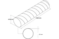Tubo helicoidal Ø 180mm longitud 1,5 metros - Galvanizado