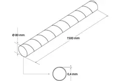 Tubo helicoidal Ø 80mm longitud 1,5 metros - Galvanizado