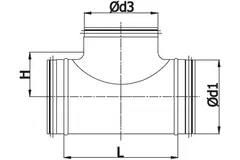 Racor en T de Ø 200 mm - Ø 100 mm para tubos helicoidales (90°)