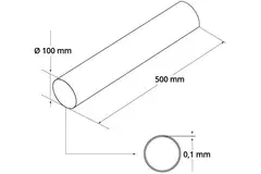 Tubo de ventilación redondo de plástico 100 mm - 0,5 metros A100-0,5