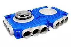 Distribuidor compuesto Vent-Axia Uniflexplus con conexión lateral 18x Ø69 mm con boquilla Ø180 mm