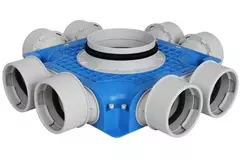 Caja de subdistribución de ventilación Vent-Axia Uniflexplus 8x Ø90 mm con boquilla Ø125 mm