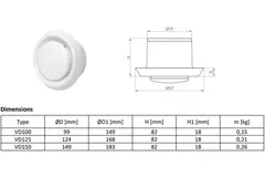 Válvula de ventilación de plástico negro antracita con manguito de montaje - Ø 100mm - VD100A