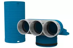 Colector de válvulas Vent-Axia Uniflexplus 3 x Ø69 mm con tapa de mortero Ø125mm Al=250 90° (largo)