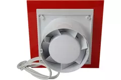 Air Roxy extractores de baño con diámetro de conexión de 100 mm con interruptor de cuerda y enchufe - frontal de plástico rojo