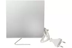 Extractor de baño diámetro Ø 125 mm con interruptor de cuerda y enchufe - panel de vidrio plateado satinado