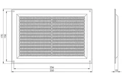 Rejilla de ventilación rectangular con rejilla 250x170 marrón - VR2517B