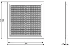 Rejilla de ventilación cuadrada con rejilla 250x250 gris